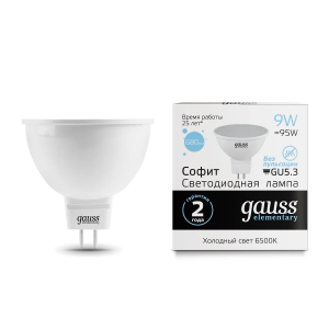 Лампа Gauss LED Elementary MR16 GU5.3 9W 6500K