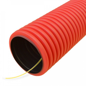 ПРОМРУКАВ Труба гофрированная двустенная ПНД гибкая тип 450 (SN18) с/з красная d63 мм (100м/уп)