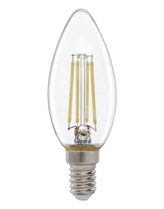 GENERAL лампа светодиодная прозрачный филамент свеча GLDEN-CS-8-230-E14-2700