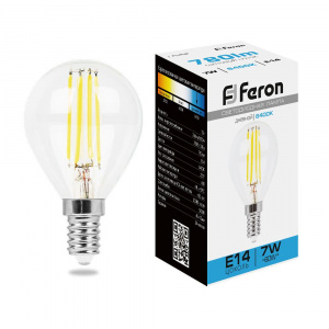 FERON Лампа светодиодная, (7W) 230V E14 6400K, LB-52