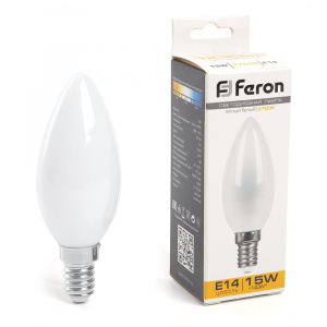 FERON Лампа светодиодная, (15W) 230V E14 2700K матовая, LB-717