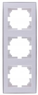 Lezard RAIN Рамка 3-ая вертикальная белая с боковой вставкой хром