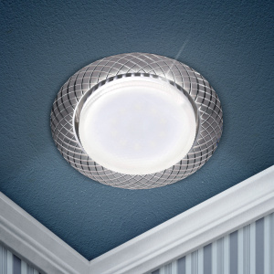 Эра светильник под лампу GX53 для натяжных потолков серебро*