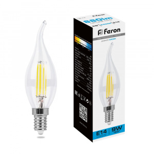 FERON Лампа светодиодная, (9W) 230V E14 6400K прозрачная, LB-74