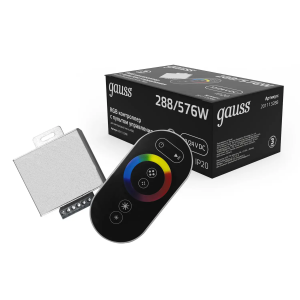 Gauss Контроллер для RGB 288W 24А с сенсорным пультом управления цветом (черный)