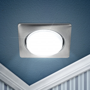 Эра светильник под лампу GX53 для натяжных потолков квадратный сатин никель*