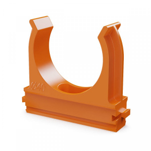 ПРОМРУКАВ Крепёж-клипса для труб АБС-пластик оранжевая d40 мм (15шт/300шт уп/кор)