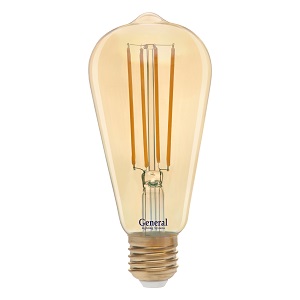 GENERAL лампа светодиодная декоративная диммируемая GLDEN-ST64S-DEM-13-230-E27-2700 Золотая