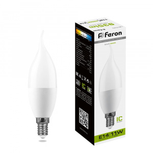 FERON Лампа светодиодная LB-770 Свеча на ветру E14 11W 4000K
