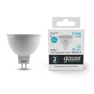 Лампа Gauss LED Elementary MR16 GU5.3 3.5W 4100К