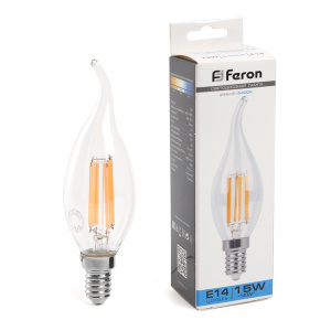 FERON Лампа светодиодная, (15W) 230V E14 6400K прозрачная, LB-718