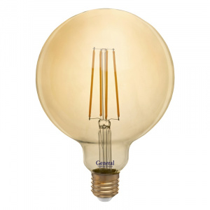 GENERAL лампа светодиодная декоративная GLDEN-G125S-8-230-E27-2700 Золотая