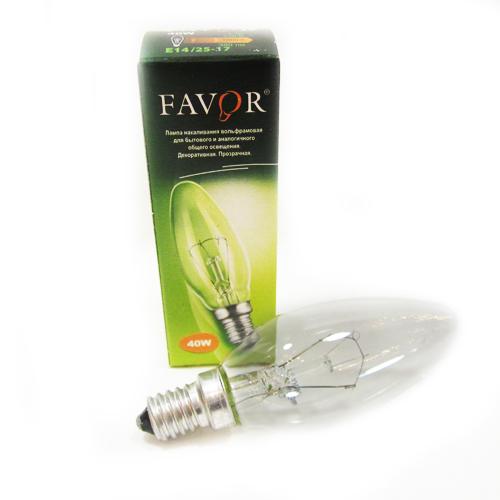 FAVOR Лампа накаливания ДС Е14 60W прозрачная
