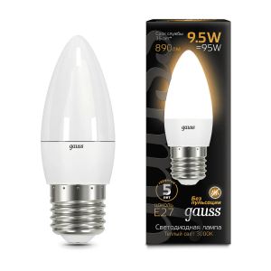 Лампа Gauss LED Свеча E27 9.5W 890lm 3000К