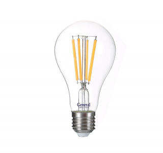 GENERAL лампа светодиодная прозрачный филамент ЛОН А65 GLDEN-A65S-20ВТ-DEM-230-E27-4500