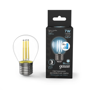 Лампа Gauss LED Filament Шар E27 7W 580lm 4100K step dimmable