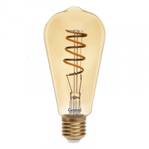 GENERAL лампа светодиодная декоративная GLDEN-ST64SS-7-230-E27-2700 Золотая
