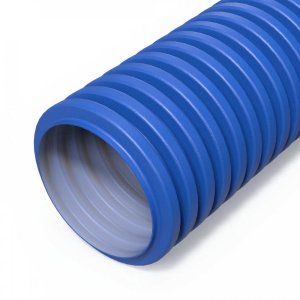 ПРОМРУКАВ Труба гофрированная двустенная ПНД гибкая вентиляционная голубая (RAL 5012) d90 мм (50м/уп)