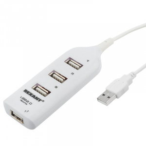 Разветвитель USB 2.0 на 4 порта белый REXANT
