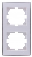 Lezard RAIN Рамка 2-ая вертикальная белая с боковой вставкой хром
