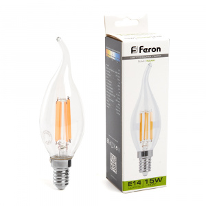 FERON Лампа светодиодная, (15W) 230V E14 4000K прозрачная, LB-718