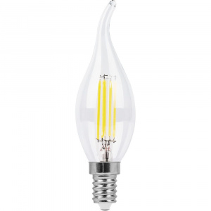 FERON лампа светодиодная свеча на ветру филамент, 11W 230V E14 4000K прозрачная, LB-714*