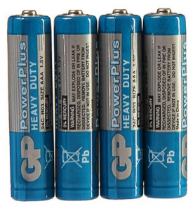 GP Батарейки мизинчиковые R03 AAA BLUE (Power Plus, голубые, 4 шт)