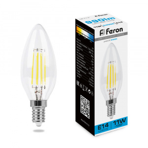 FERON Лампа светодиодная, (11W) 230V E14 6400K прозрачная, LB-713
