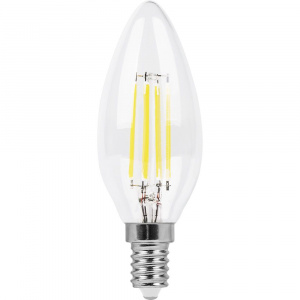 FERON лампа светодиодная свеча филамент, 11W 230V E14 2700K прозрачная, LB-713*