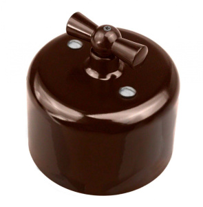 ROZETKOF Выключатель 1-клавишный, проходной, керамика, цвет коричневый