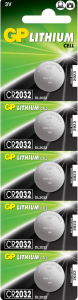 GP Батарейки CR 2032 (литиевый, дисковый, 5шт в блистере)