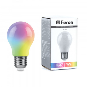 FERON Лампа светодиодная LB-375 E27 3W матовый RGB плавная сменая цвета