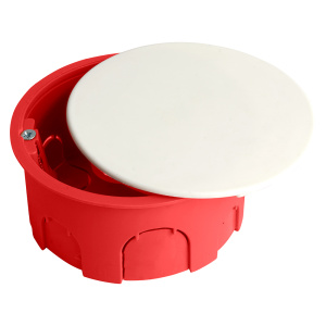 STEKKER EBX30-02-1-20-80 Коробка монтажная для полых стен, с пластиковыми зажимами, с крышкой, D80*40мм, IP20, красный (GE41025)