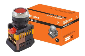 Изображение товара Кнопка ABLFS-22 красный d22мм неон/230В 1з+1р TDM