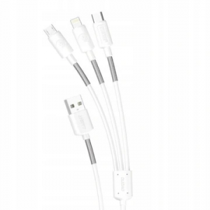 Кабель USB 3 в 1 DUDAO L 8А  - Lightning / Type C / micro USB белый