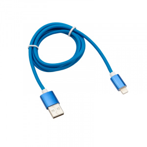 Кабель REXANT USB-Lightning 1 м, синяя нейлоновая оплетка
