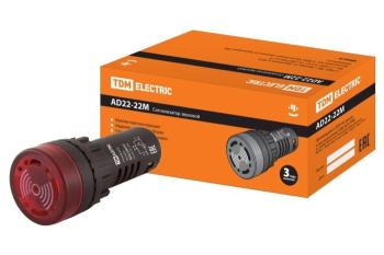 Изображение товара Сигнализатор звуковой AD22-22M/r23 d22 мм (LED) индикация 24В DC/AC красный TDM
