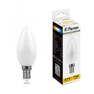 FERON Лампа светодиодная LB-66 Свеча E14 7W 2700K.