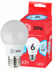 Лампочка светодиодная ЭРА RED LINE LED A55-6W-840-E27 R E27 / Е27 6 Вт груша нейтральный белый свет