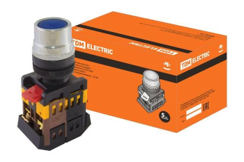 Изображение товара Кнопка ABLF-22 синий d22мм неон/230В1з+1р TDM