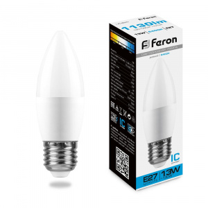 FERON Лампа светодиодная LB-970 Свеча E27 13W 6400K
