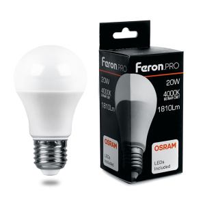 Изображение товара FERON PRO Лампа светодиодная LB-1020 (20W) 230V E27 4000K A65 OSRAM LED