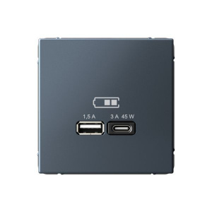 Изображение товара Systeme Electric ARTGALLERY USB РОЗЕТКА A + тип-C 45Вт высокоскор.заряд. QC, PD, механизм, ГРИФЕЛЬ