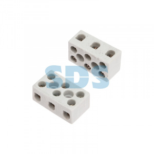 Клемма керамическая винтовая КВ 4 мм² 3 пары контактов с крепежным отверстием (100 шт./уп.) REXANT