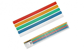 TDM Трубки термоусаживаемые не распространяющие горение, с клеевым слоем, набор 5 цветов (красный, желтый, зеленый, синий, белый) по 2 шт., длиной 1,0 м ТТкНГ(3:1)-3,2/1,0