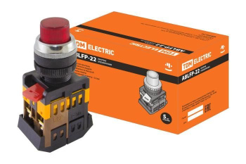Изображение товара Кнопка ABLFP-22 красный d22мм неон/230В 1з+1р TDM