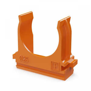 ПРОМРУКАВ Крепёж-клипса для труб АБС-пластик оранжевая d25 мм (100шт/1000шт уп/кор)