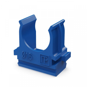 ПРОМРУКАВ Крепёж-клипса для труб АБС-пластик синяя d16 мм в малой упаковке (10шт/1000шт уп/кор)