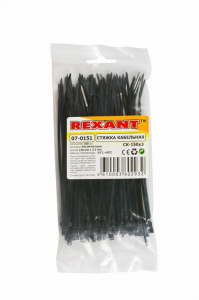 Стяжка кабельная нейлоновая 150x2,5мм, черная (100 шт/уп) REXANT