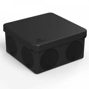 ПРОМРУКАВ Коробка распределительная 100х100х50 для прямого монтажа двухкомпонентная безгалогенная (HF) черная (66шт/кор)